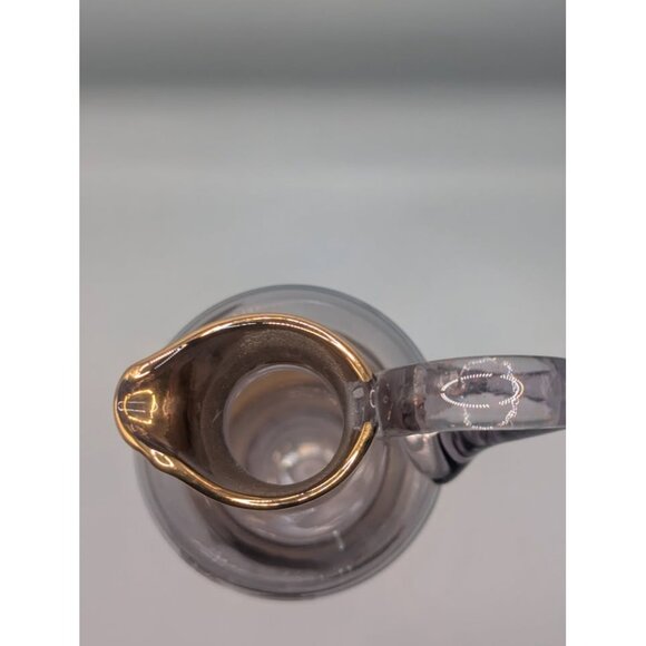 Vintage MCM Rose Etched Glass Decanter w/ 6 glasses - all with Gold Trim - Picture 6 of 10